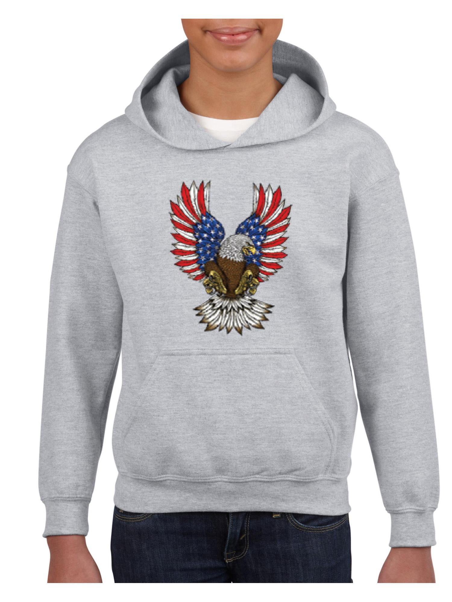 American Eagle American Flag Unisex Hoodie For Girls and Boys Youth Sweatshirt